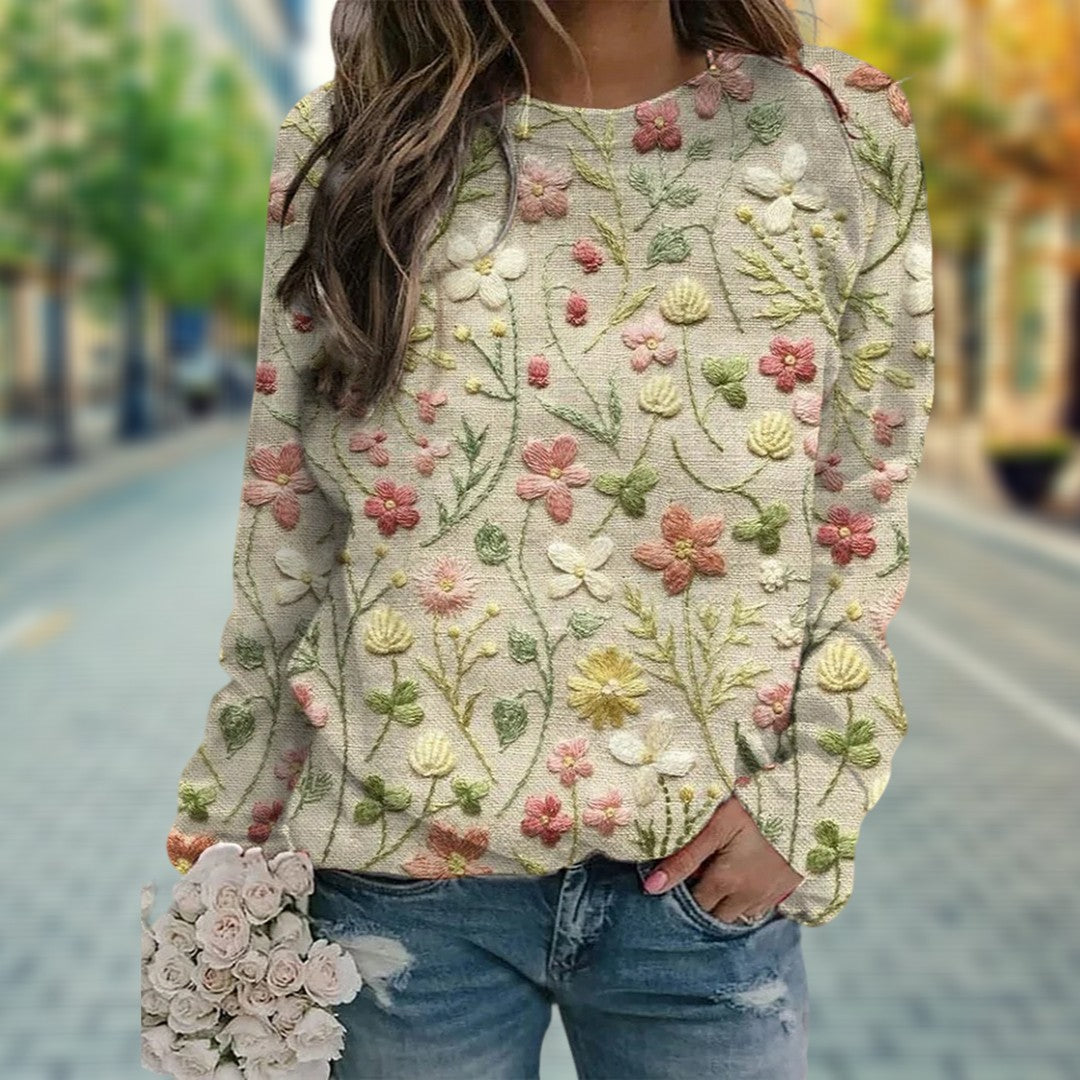 Benta | Sweater med blomsterprint til kvinder